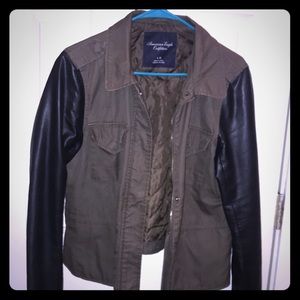American eagle dark green and black leather sleeve
